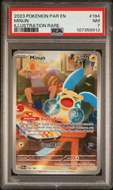 2023 POKEMON PAR EN-PARADOX RIFT MINUN #194 ILLUSTRATION RARE PSA 7 front - PSA cert 107359913