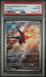2024 POKEMON SSP EN-SURGING SPARKS LATIOS #203 ILLUSTRATION RARE PSA 10 front - PSA cert 108987973