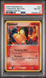2005 POKEMON EX UNSEEN FORCES CYNDAQUIL-REV.FOIL #54 UNSEEN FORCES PSA 8 front - PSA cert 126995176
