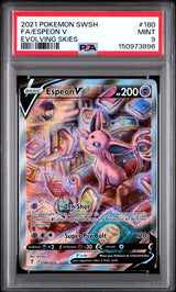 2021 POKEMON SWORD & SHIELD EVOLVING SKIES ESPEON V #180 EVOLVING SKIES PSA 9 front - PSA cert 150973896