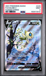 2021 POKEMON SWORD & SHIELD FUSION STRIKE CELEBI V #245 FUSION STRIKE PSA 9 front - PSA cert 150973910