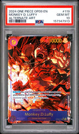 2024 ONE PIECE OP09-EMPERORS IN THE NEW WORLD MONKEY D. LUFFY #119 ALTERNATE ART PSA 10 front - PSA cert 157347913
