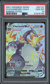 2021 POKEMON SWORD & SHIELD SHINING FATES CHARIZARD VMAX #SV107 SHINING FATES PSA 10 front - PSA cert 61876160