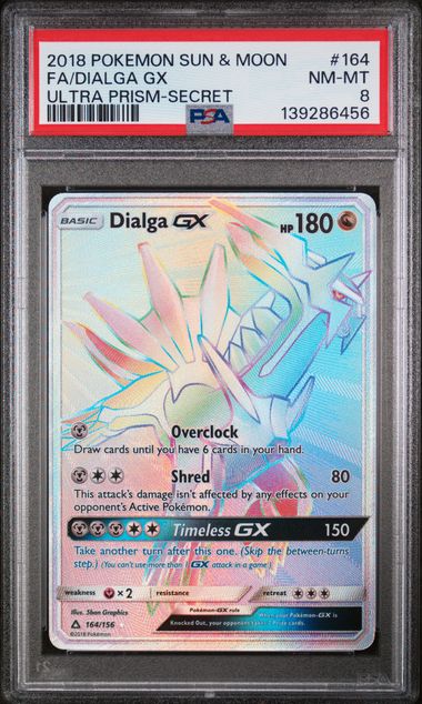 2018 POKEMON SUN & MOON ULTRA PRISM #164 FA/DIALGA GX ULTRA PRISM-SECRET