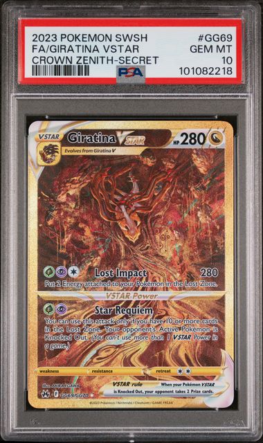 2023 POKEMON SWORD AND SHIELD CROWN ZENITH GIRATINA VSTAR #GG69 CROWN ZENITH-SECRET PSA 10 front - PSA cert 101082218