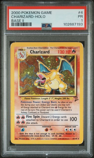 2000 POKEMON GAME BASE II CHARIZARD-HOLO #4 BASE II PSA 1 front - PSA cert 102687193
