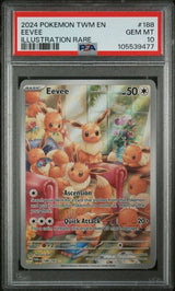 2024 POKEMON TWM EN-TWILIGHT MASQUERADE EEVEE #188 ILLUSTRATION RARE PSA 10 front - PSA cert 105539477