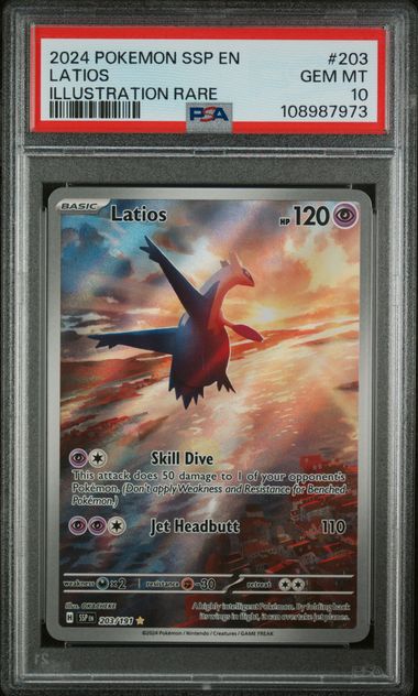 2024 POKEMON SSP EN-SURGING SPARKS LATIOS #203 ILLUSTRATION RARE PSA 10 front - PSA cert 108987973