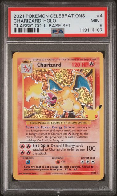 2021 POKEMON CELEBRATIONS CLASSIC COLLECTION CHARIZARD-HOLO #4 CLASSIC COLL-BASE SET PSA 9 front - PSA cert 113114187