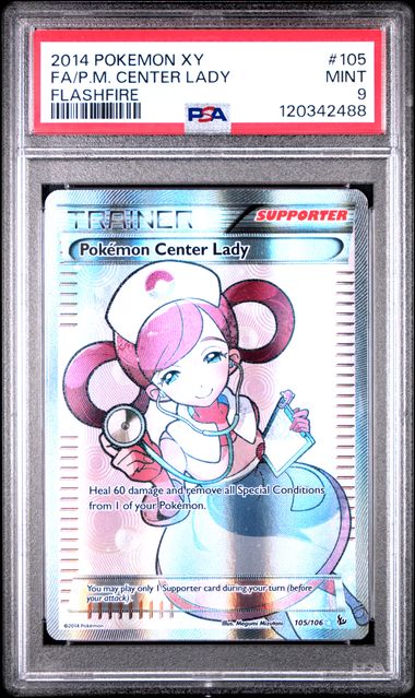 2014 POKEMON XY FLASHFIRE P.M. CENTER LADY #105 FLASHFIRE PSA 9 front - PSA cert 120342488