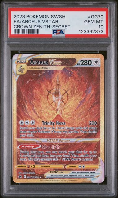 2023 POKEMON SWORD AND SHIELD CROWN ZENITH ARCEUS VSTAR #GG70 CROWN ZENITH-SECRET PSA 10 front - PSA cert 123332373