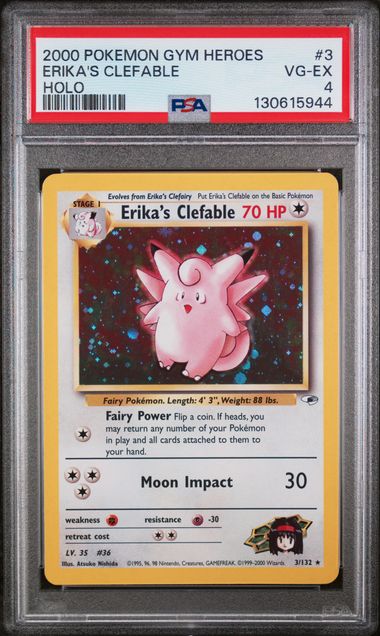 2000 POKEMON GYM HEROES ERIKA'S CLEFABLE #3 HOLO PSA 4 front - PSA cert 130615944