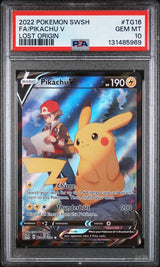 2022 POKEMON SWORD & SHIELD LOST ORIGIN PIKACHU V #TG16 LOST ORIGIN PSA 10 front - PSA cert 131485969