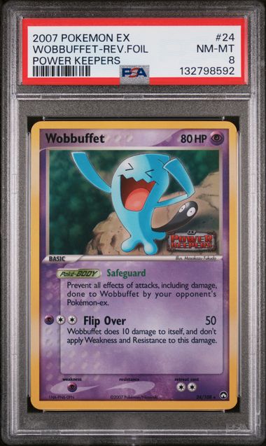 2007 POKEMON EX POWER KEEPERS WOBBUFFET-REV.FOIL #24 POWER KEEPERS PSA 8 front - PSA cert 132798592