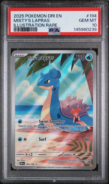 2025 POKEMON DRI EN-DESTINED RIVALS MISTY'S LAPRAS #194 ILLUSTRATION RARE PSA 10 front - PSA cert 145960239