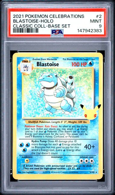 2021 POKEMON CELEBRATIONS CLASSIC COLLECTION BLASTOISE-HOLO #2 CLASSIC COLL-BASE SET PSA 9 front - PSA cert 147942383