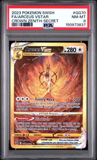 2023 POKEMON SWORD AND SHIELD CROWN ZENITH ARCEUS VSTAR #GG70 CROWN ZENITH-SECRET PSA 8 front - PSA cert 150973837