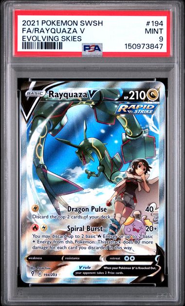 2021 POKEMON SWORD & SHIELD EVOLVING SKIES RAYQUAZA V #194 EVOLVING SKIES PSA 9 front - PSA cert 150973847