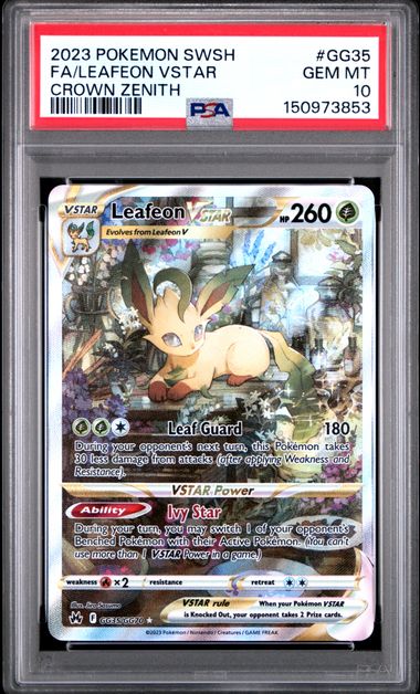2023 POKEMON SWORD AND SHIELD CROWN ZENITH LEAFEON VSTAR #GG35 CROWN ZENITH PSA 10 front - PSA cert 150973853