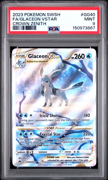 2023 POKEMON SWORD AND SHIELD CROWN ZENITH GLACEON VSTAR #GG40 CROWN ZENITH PSA 9 front - PSA cert 150973867