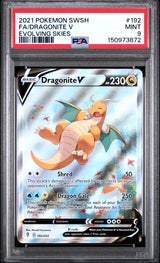 2021 POKEMON SWORD & SHIELD EVOLVING SKIES DRAGONITE V #192 EVOLVING SKIES PSA 9 front - PSA cert 150973872
