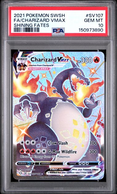 2021 POKEMON SWORD & SHIELD SHINING FATES CHARIZARD VMAX #SV107 SHINING FATES PSA 10 front - PSA cert 150973890