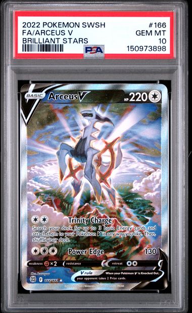 2022 POKEMON SWORD & SHIELD BRILLIANT STARS ARCEUS V #166 BRILLIANT STARS PSA 10 front - PSA cert 150973898