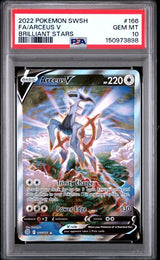 2022 POKEMON SWORD & SHIELD BRILLIANT STARS ARCEUS V #166 BRILLIANT STARS PSA 10 front - PSA cert 150973898
