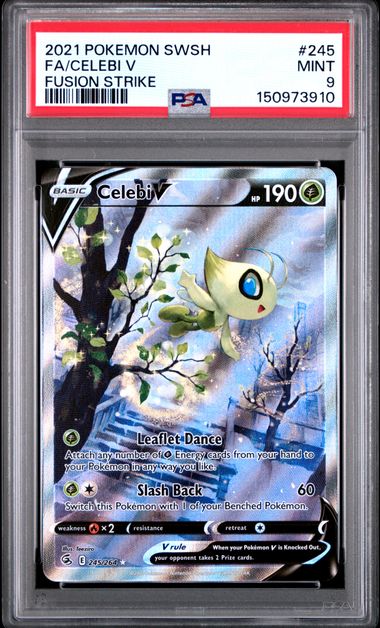 2021 POKEMON SWORD & SHIELD FUSION STRIKE CELEBI V #245 FUSION STRIKE PSA 9 front - PSA cert 150973910
