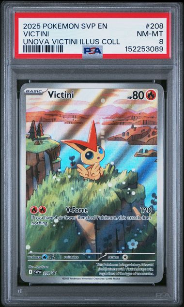 2025 POKEMON SVP EN-SV BLACK STAR PROMO VICTINI #208 UNOVA VICTINI ILLUS COLL PSA 8 front - PSA cert 152253089