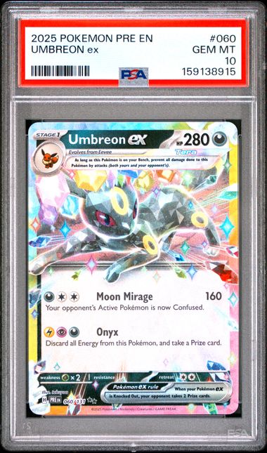2025 POKEMON PRE EN-PRISMATIC EVOLUTIONS UMBREON EX #060 PSA 10 front - PSA cert 159138915