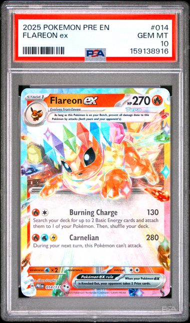 2025 POKEMON PRE EN-PRISMATIC EVOLUTIONS FLAREON EX #014 PSA 10 front - PSA cert 159138916
