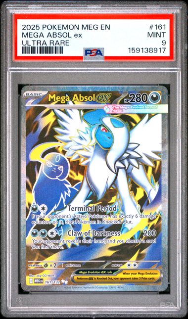 2025 POKEMON MEG EN-MEGA EVOLUTION MEGA ABSOL EX #161 ULTRA RARE PSA 9 front - PSA cert 159138917