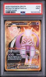 2025 POKEMON DRI EN-DESTINED RIVALS ROCKET'S MEWTWO EX #240 HYPER RARE PSA 9 front - PSA cert 162360360