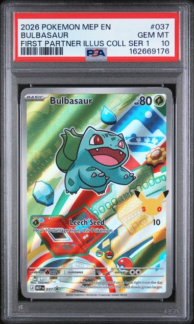 2026 POKEMON MEP EN-ME BLACK STAR PROMO BULBASAUR #037 FIRST PARTNER ILLUS COLL SER 1 PSA 10 front - PSA cert 162669176