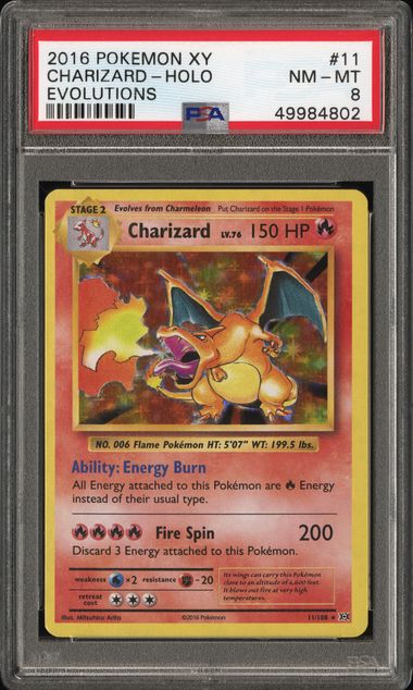 2016 POKEMON XY EVOLUTIONS CHARIZARD-HOLO #11 EVOLUTIONS PSA 8 front - PSA cert 49984802