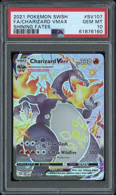 2021 POKEMON SWORD & SHIELD SHINING FATES CHARIZARD VMAX #SV107 SHINING FATES PSA 10 front - PSA cert 61876160