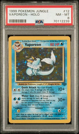 1999 POKEMON JUNGLE VAPOREON-HOLO #12 PSA 8 front - PSA cert 70112239