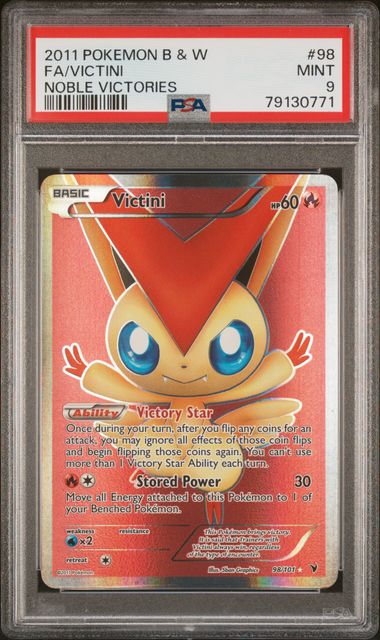2011 POKEMON BLACK & WHITE NOBLE VICTORIES VICTINI #98 NOBLE VICTORIES PSA 9 front - PSA cert 79130771