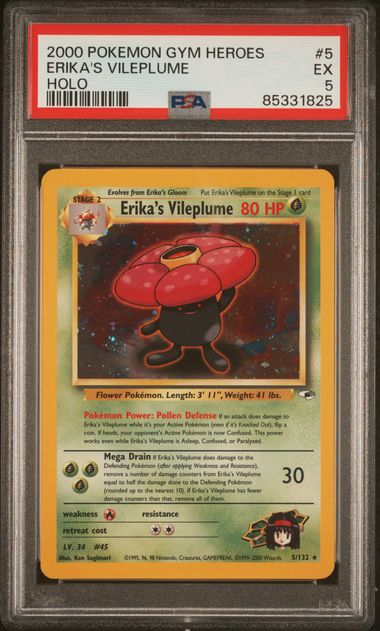 2000 POKEMON GYM HEROES ERIKA'S VILEPLUME #5 HOLO PSA 5 front - PSA cert 85331825