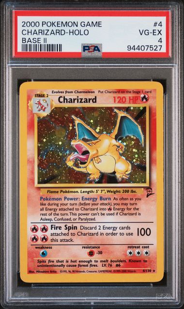 2000 POKEMON GAME BASE II CHARIZARD-HOLO #4 BASE II PSA 4 front - PSA cert 94407527