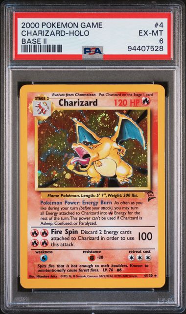 2000 POKEMON GAME BASE II CHARIZARD-HOLO #4 BASE II PSA 6 front - PSA cert 94407528