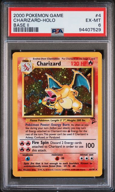 2000 POKEMON GAME BASE II CHARIZARD-HOLO #4 BASE II PSA 6 front - PSA cert 94407529