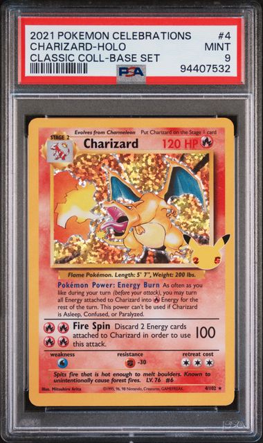 2021 POKEMON CELEBRATIONS CLASSIC COLLECTION CHARIZARD-HOLO #4 CLASSIC COLL-BASE SET PSA 9 front - PSA cert 94407532