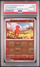 2023 POKEMON JAPANESE SV2A-POKEMON CARD 151 CHARMANDER #004 MASTER BALL REVERSE HOLO PSA 10 front - PSA cert 95682781