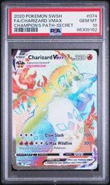 2020 POKEMON SWORD & SHIELD CHAMPION'S PATH CHARIZARD VMAX #074 CHAMPION'S PATH-SECRET PSA 10 front - PSA cert 96309162